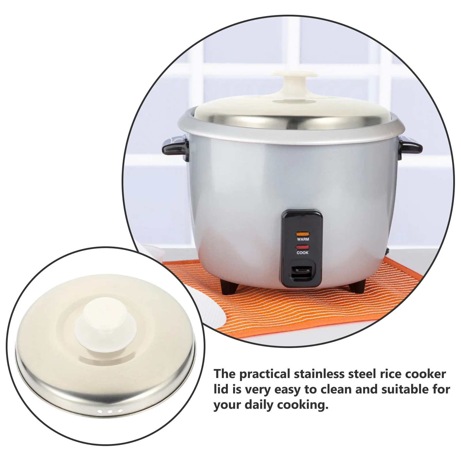 

Rice Cooker Lid Stainless Steel Metal Spill Proof Pot Cover High Dome Steam Concentration Reusable Kitchen Essential