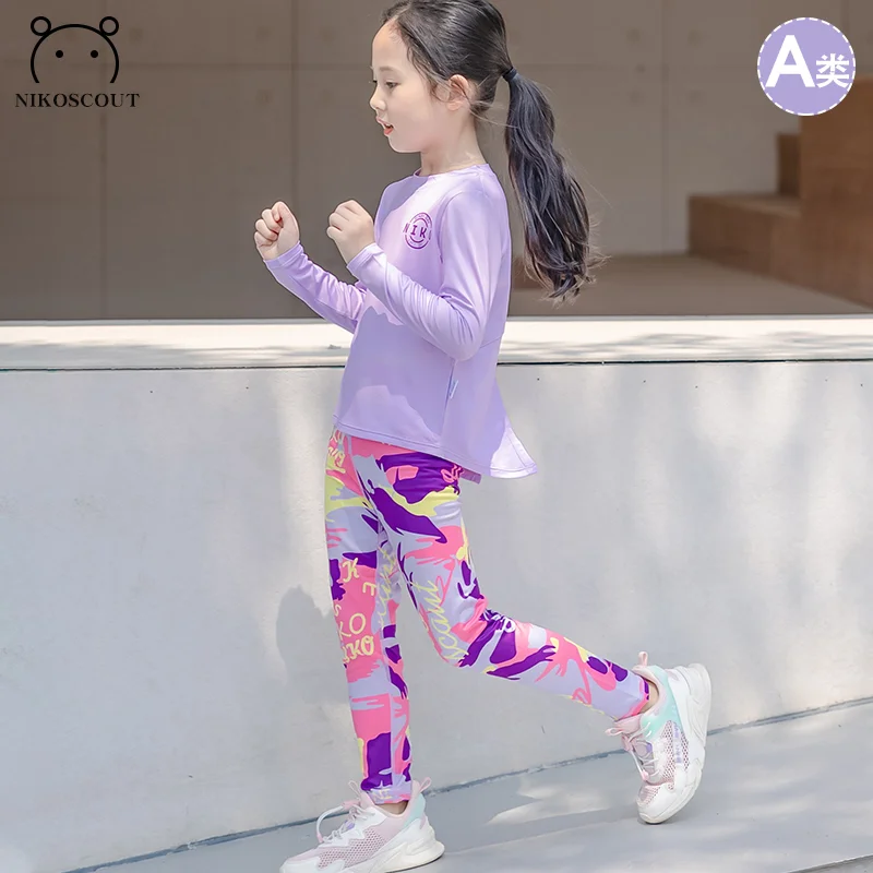 Fashionable children's clothing set, western-style children's sports quick drying clothes, training clothes, running, sun protec