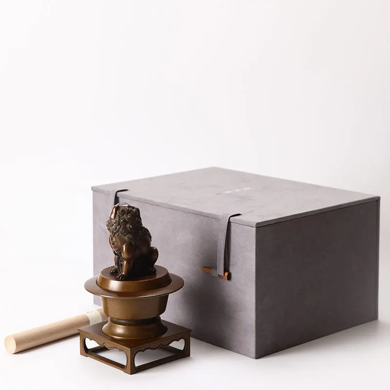 Qingsong Tang Su Gong Copper Stove Famous Hu Qingsong Hand-Made Small Lion Aromatherapy Set Tower Incense Burner Incense Burner