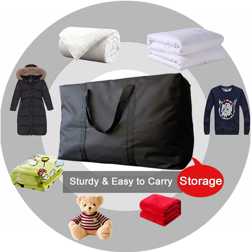 Extra Large Moving Bags with Strong Zippers & Carrying Handles, Storage Bags Storage Totes for Clothes, Moving Supplies Bag