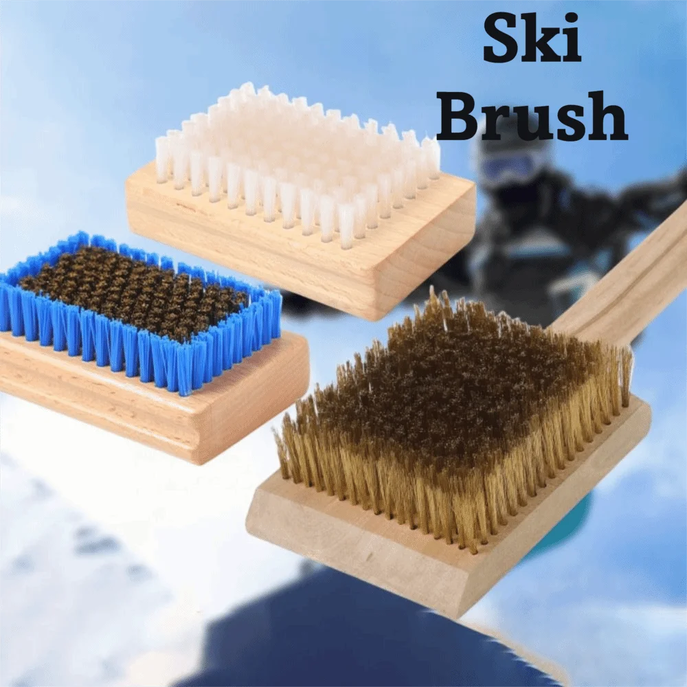 

Wooden Handle Ski Waxing Brush Horsehair Wax Removal Snowboard Brush Brass/ Nylon Polishing Brush Snowboard Tool Ski Supplies