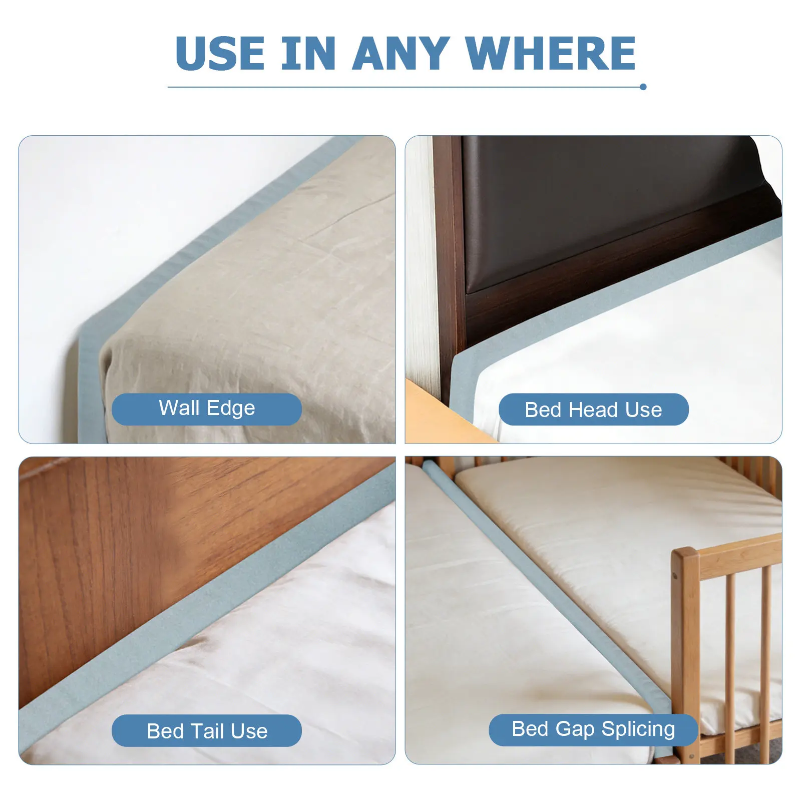 

King Size Bed Gap Filler Soft Wedge Pillow for Headboard Mattress Space Filling Prevent Items Falling Between Wall Bed Queen