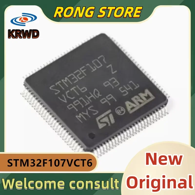 (5PCS) STM32F107 VCT6 New and Original Chip IC STM32F107VCT6 STM32F107 LQFP100 32-bit microcontroller chip