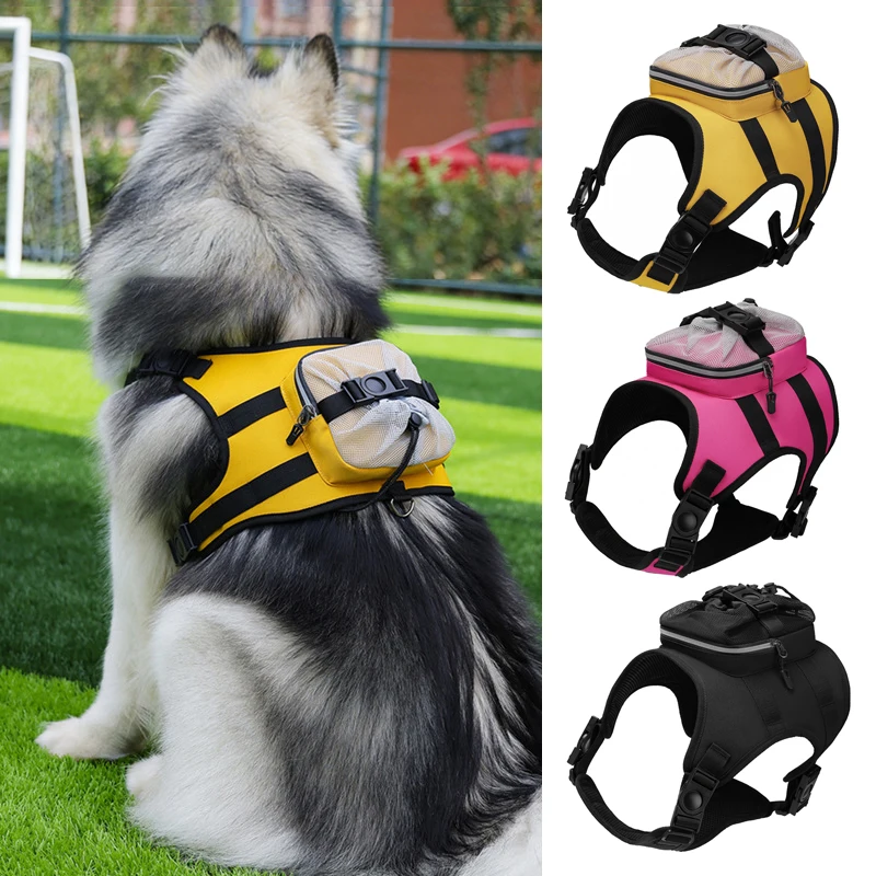 

Portable Dog Backpack Harness with Storage Bag Adjustable Pet Saddle Pack for Dogs Outdoor Travel Hiking Mochila Para Perro