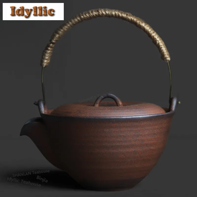 

160ml Old Rock Clay Copper Handle Wide Mouth Teapot Antique Tea Infuser Pot Tea Making Kettle With Strainer Teaware Ceremony