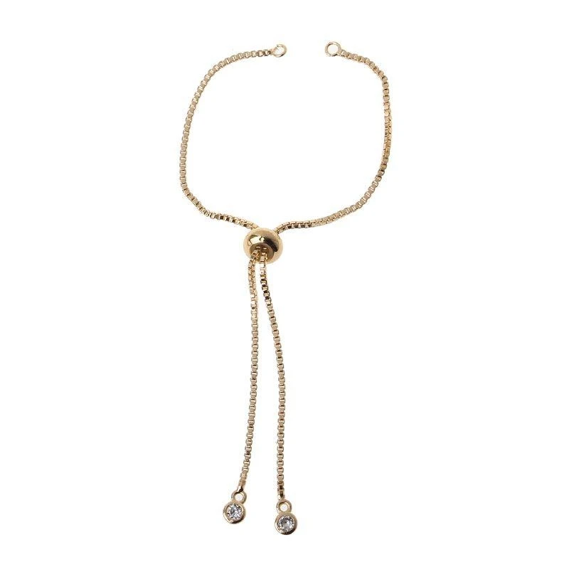

652F Brass Adjustable Bracelet Makings Slider Bracelets Extender Link Chain with Stopper Bead Easy to Put on and Take off