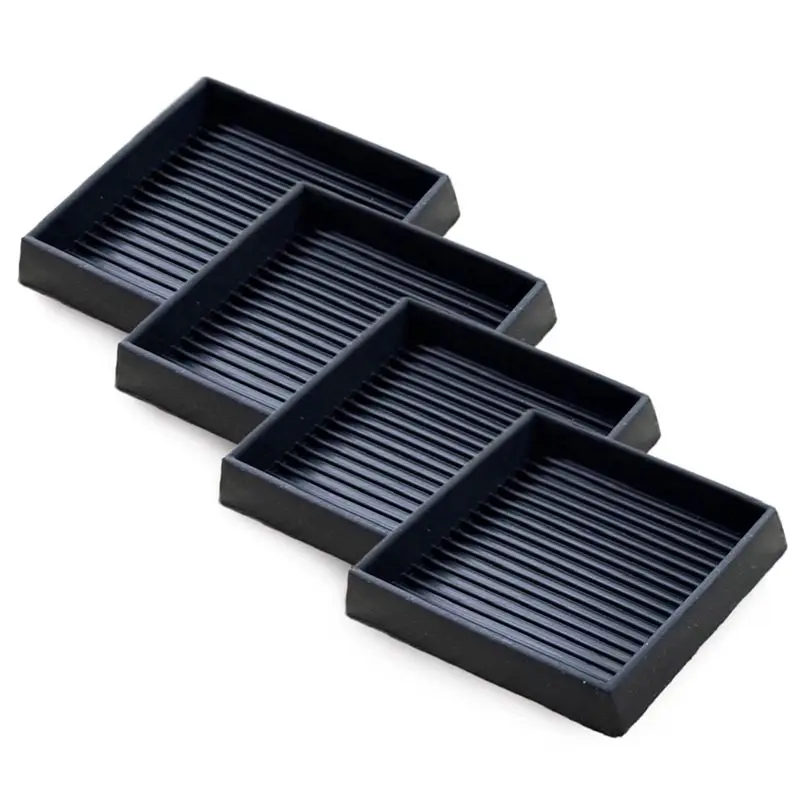 4Pcs Anti-Slip Furniture Pads- 4X4in Square Rubber Anti Skid Caster Cups, Leg Coasters-Couch, Chair, Bed Stoppers Easy Install