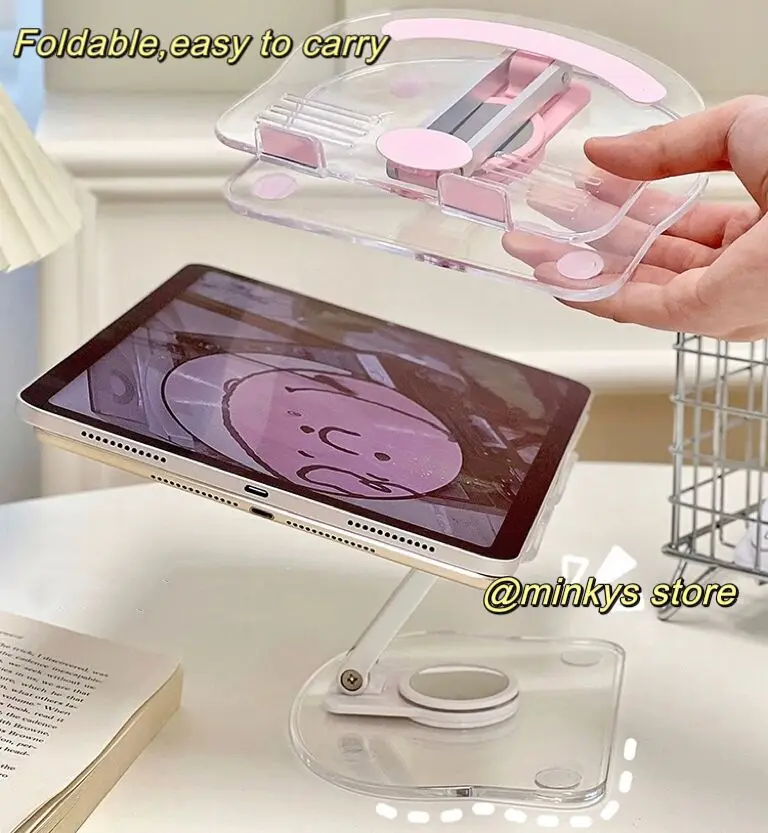 MINKYS Kawaii Foldable Portable 360 Degree Rotating Stand Holder For iPad Adjsutable Phone Stand Holder Tablet PC Holder