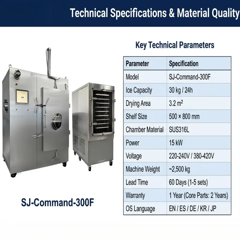 Laboratory Freeze Dryer (lyophilizer) 30kg/h 220V Multifunctional Material Customizable For Sterile