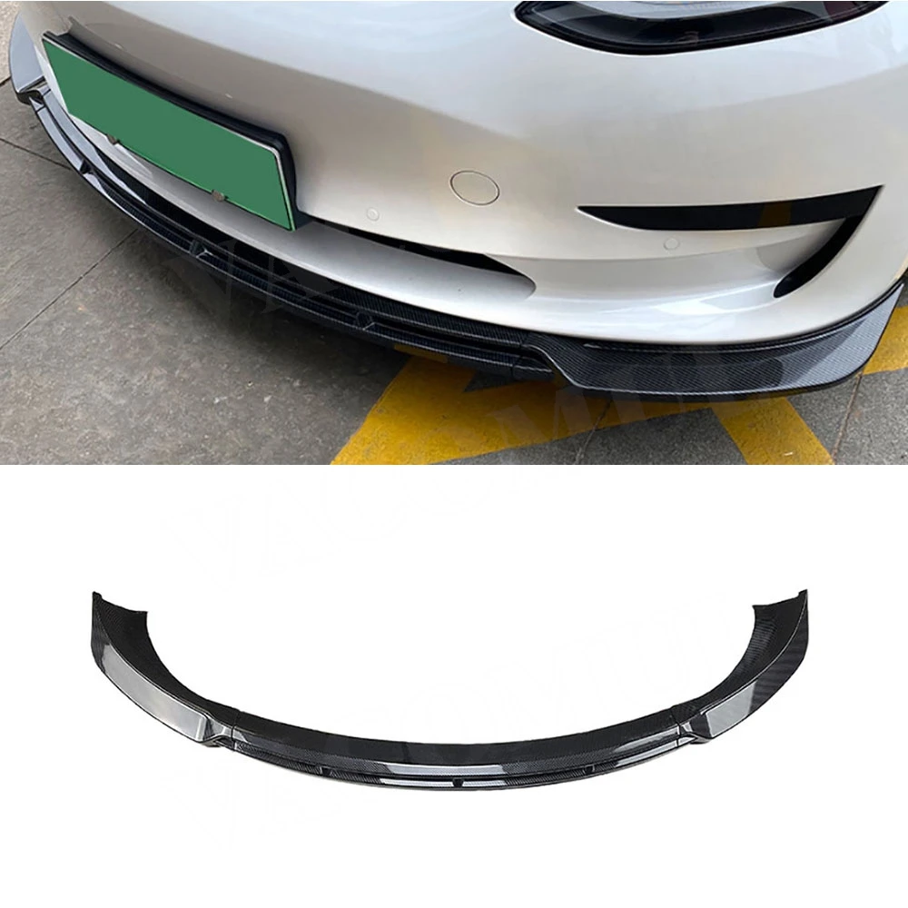 

VACOMUL VACOMUL ABS Carbon Front Lip Spoiler For Tesla Model 3 2017+ Diffuser Splitter Spoiler Protector Car Bumper Chin Guard