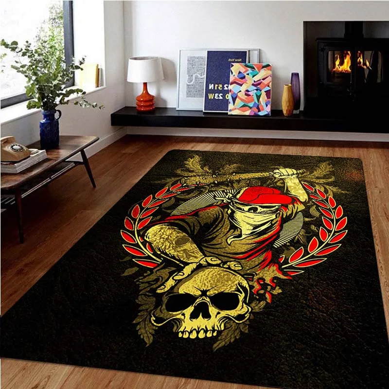 Living Room Skull Rug Large Poker Area Floor Mat Soft Door Mat Bathroom Mat Home Decoration Kitchen Non-slip Floor Mat