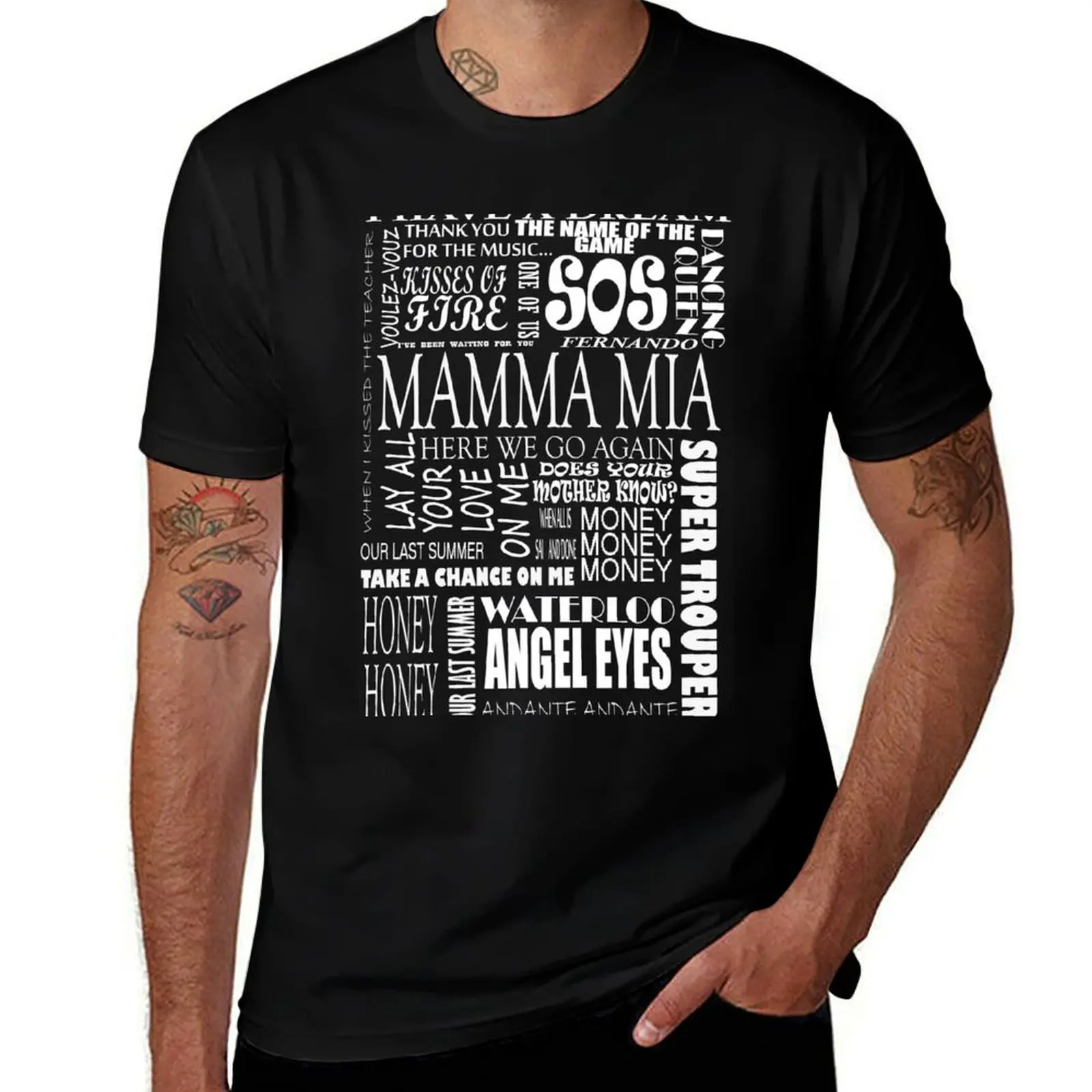 

Mamma Mia words songs T-Shirt t shirts for man cotton soft t shirt man cotton anime t shirts oversize T-shirt