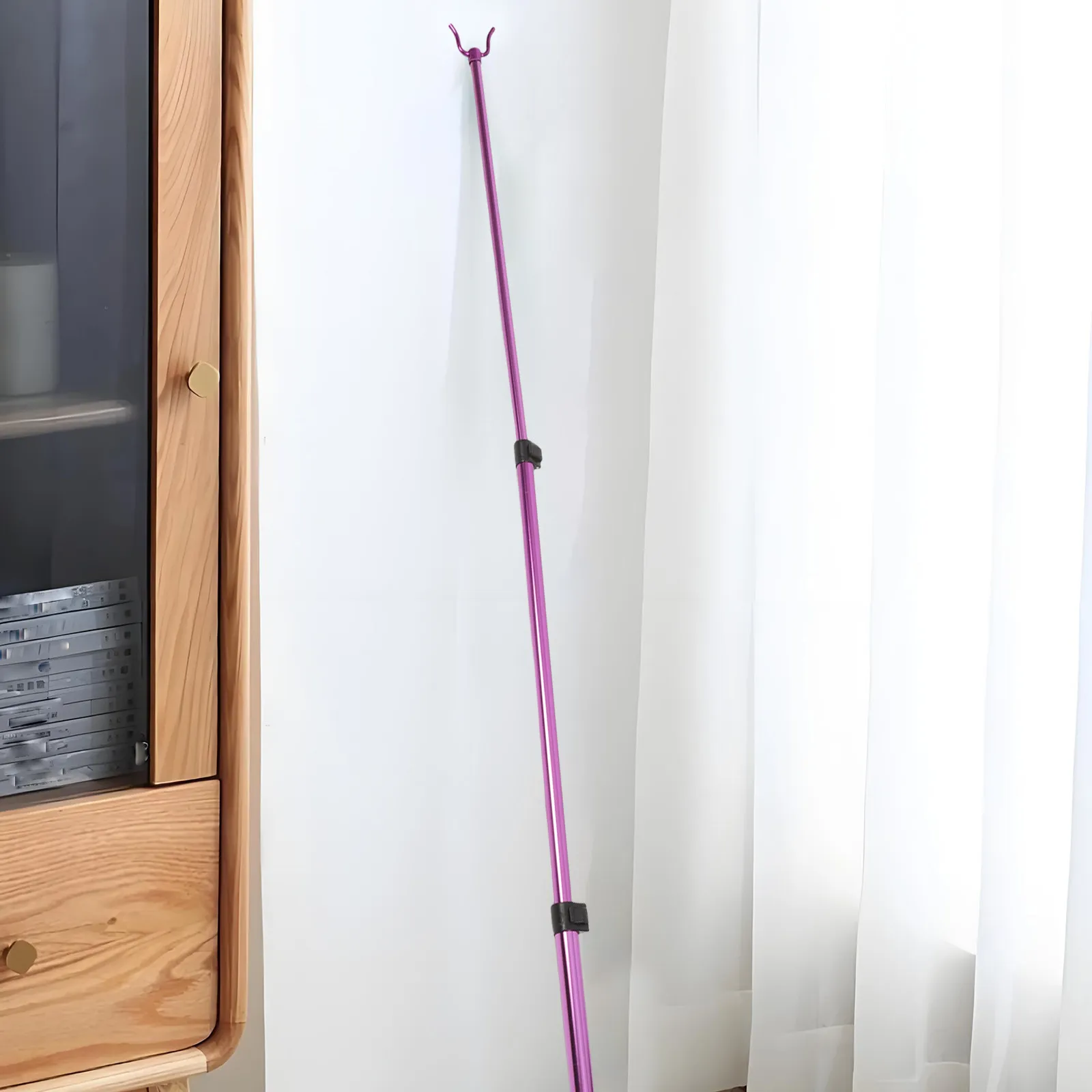 

Aluminum Alloy Telescoping Clothes Reach Pole Adjustable Heavy Duty Clothesline Rod for Balcony Closet Wardrobe Home Drying