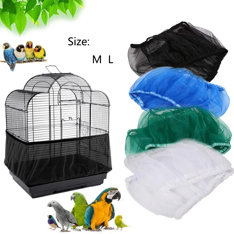 Universal Bird Cage Catcher Guard Net Cover Parrot Nylon Mesh Net Cover Airy Cage Net Stretchy Skirt for Round Square Cages