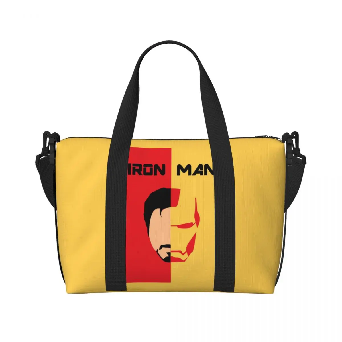 Custom Large Iron Man Hero Tote Bag for Women Superhero Shoulder Shopper Gym Beach Travel Bag