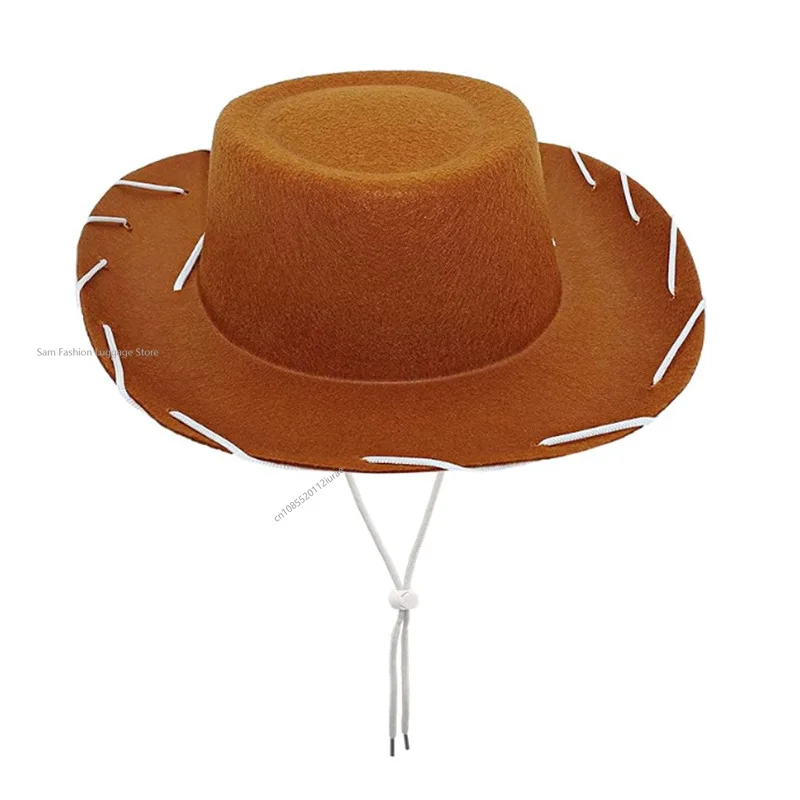 New Brown Red Felt Woody Cowboy Hat Adjustable Western Big Brimmed Cowboy Outdoor Sports Climbing Wilderness