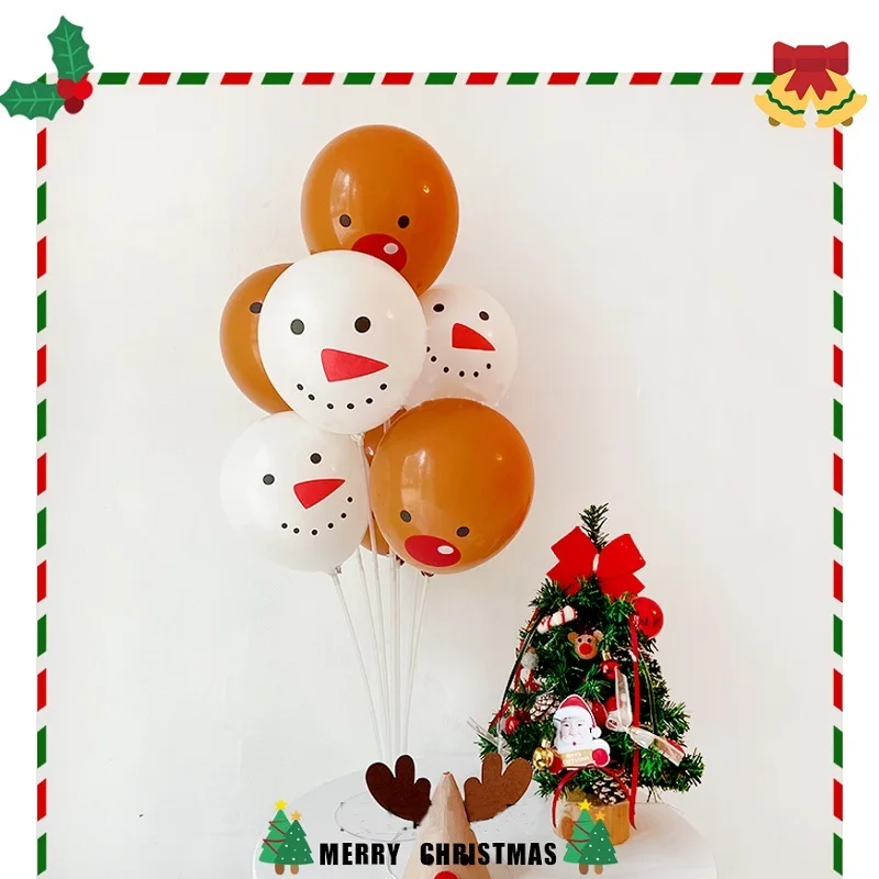 Merry Christmas Latex Balloon, White Snow Elk Balloon for Christmas Party, Table Decor, Xmas Background Decoration