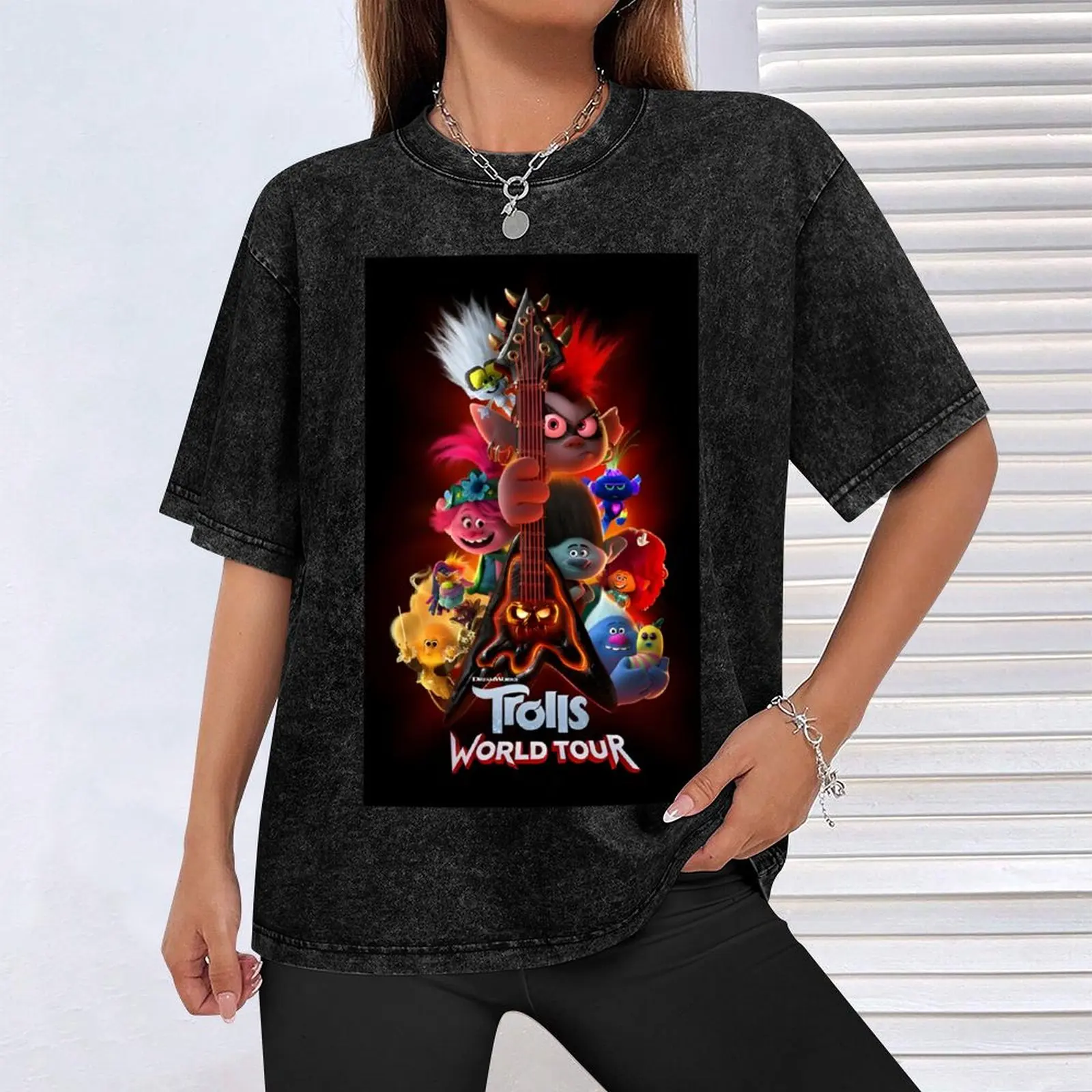 Trolls world tour poster T-Shirt Casual Street Style Short Sleeve Tee view 4