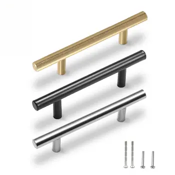 20 ks kartáčované zlaté kuchyňské úchytky kovové tyče dveří 96 mm/128 mm/160 mm úchytky a madla na nábytek 10 nejlepší prodej úchytky a knoflíky zásuvek v kartáčované zlaté barvě - №3