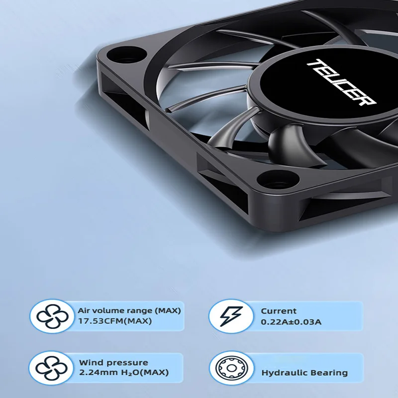 TEUCER UT-6010 6 cm Ultra Dunne Koelventilator 12 V 4PIN PWM Stille Grote Uitlaat Volume Ontwerp 10mm Dikte PC Case Fan Voor Gamer