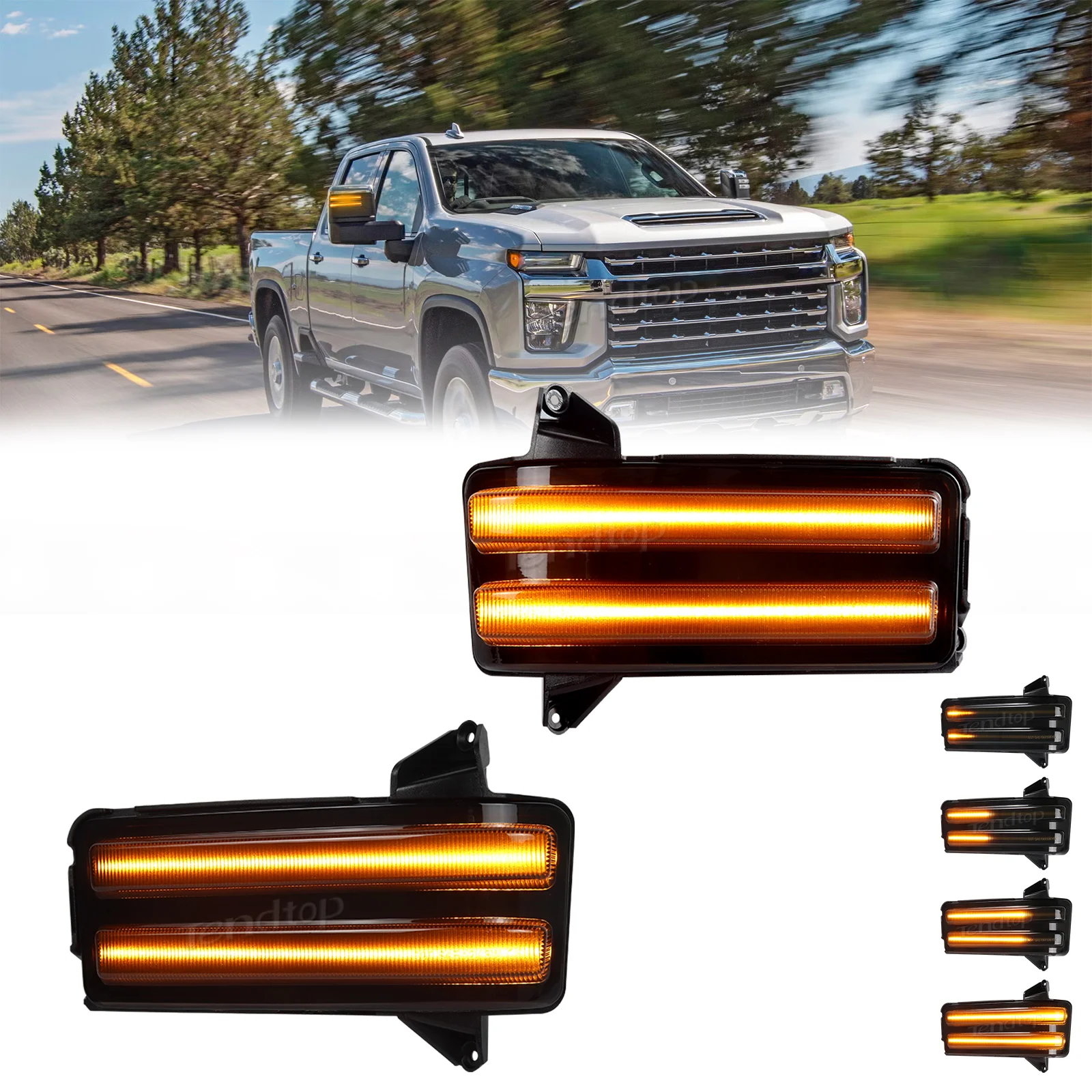 

Динамические светодиодные боковые указатели поворота (маркеры) для зеркал заднего вида для Chevrolet Silverado GMC Sierra 2500HD 3500HD 2020-2023