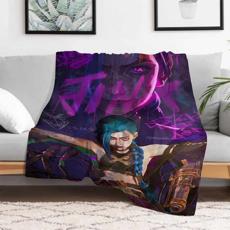 

Jinx Arcane League of Legends LOL Blanket Double Bed Blankets & Throws Furry Warm Winter Throw Sofa Fluffy Soft Decorative Anime