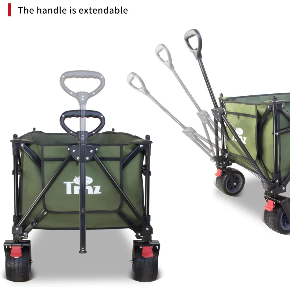 Extra Large 445L Outdoor Utility Cart with Heavy Duty Foldable Design, All-Terrain Big Wheels, Canopy, and Additional Features