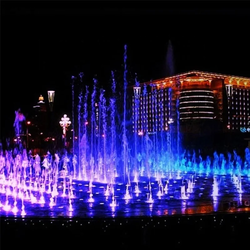 Interactive dry fountain commercial stainless steel 304 multi-color LED light music PLC DMX512 control