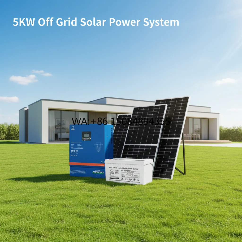 SOLAR 5KW Complete Off-Grid Solar System Kit with Pure Sine Wave Inverter for Home Backup
