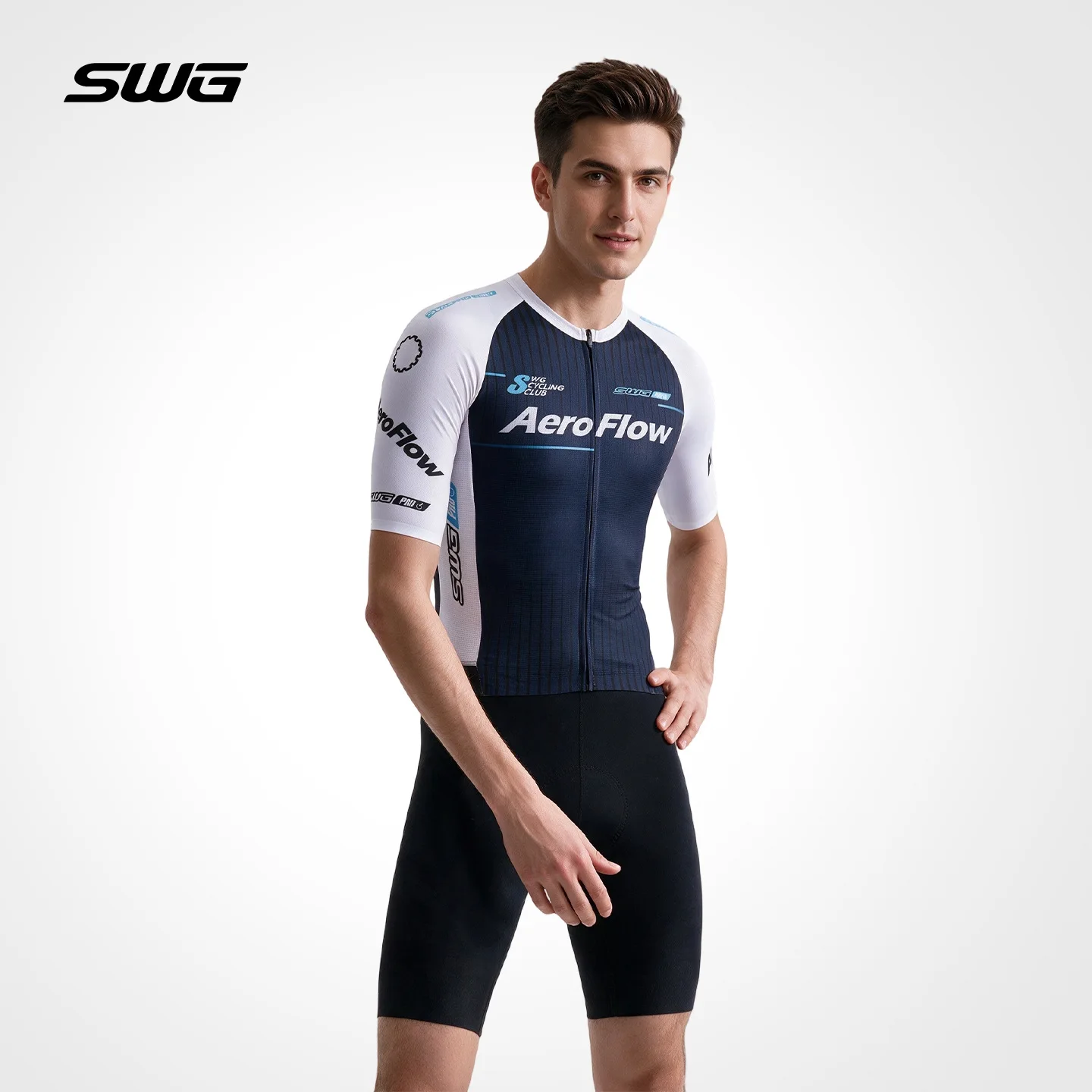 SWG  Men's Cycling Jersey Breathable  Quick Dry Short Sleeve YKK Zipper Bike Tops Long Sleeve PRO Bicycle Shirts MTB Clothing