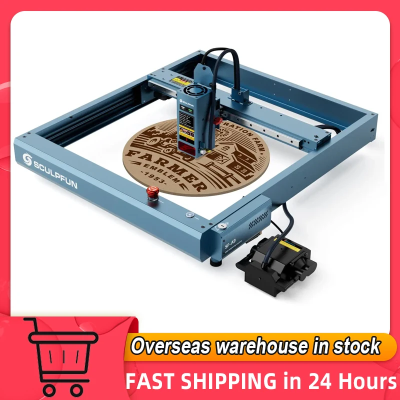 Sculpfun SF-A9 40W Laser Engraver Cutting Machine Adjustable 0.1mm/0.15mm Support USB/BT/WiFi Connection 400x400mm Working Area