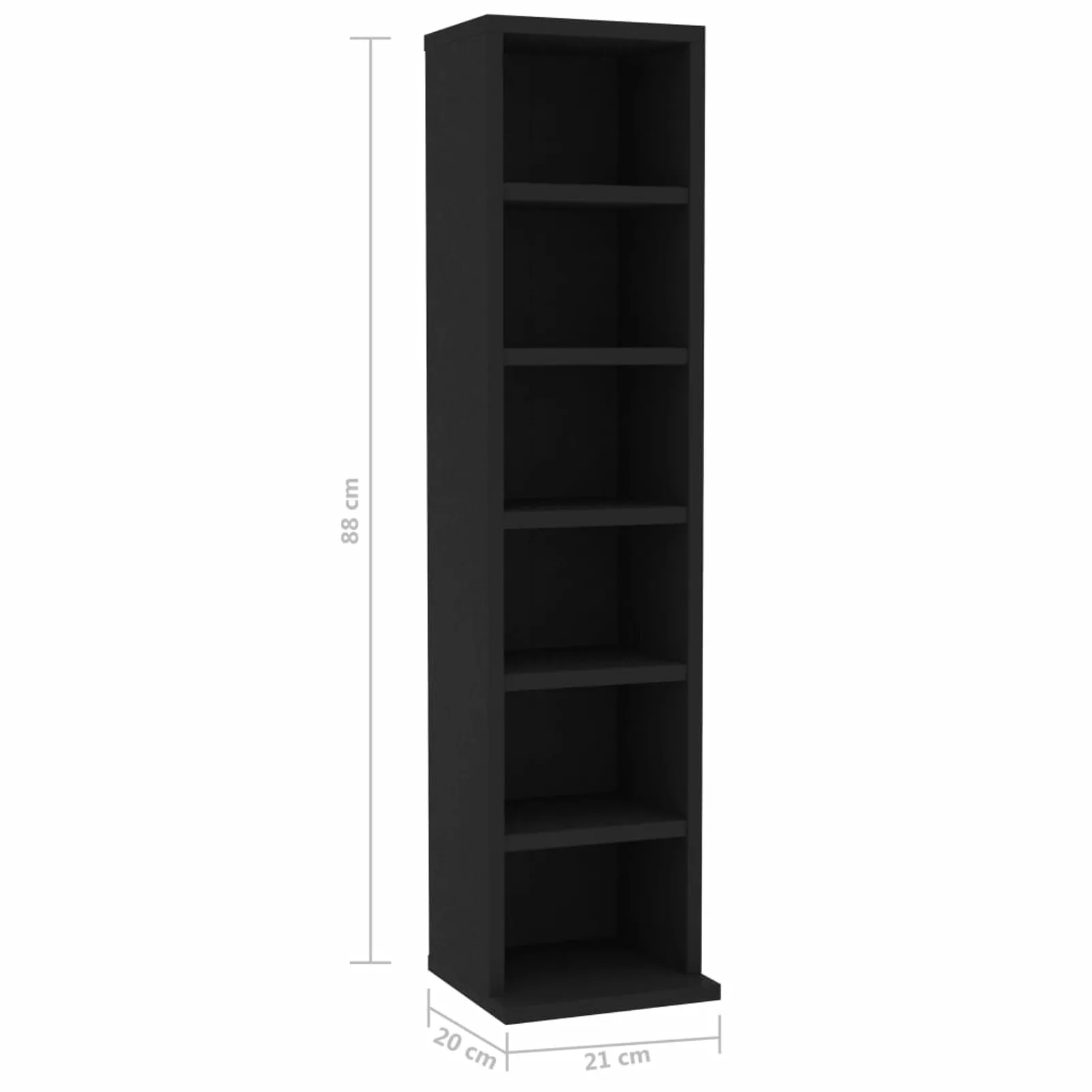 Bookcase Room Cabinet Books Box CD DVD Slim Storage Organizer Transport 6-Tier Media Tower Rack 21x20x88 cm Bedroom Decoration