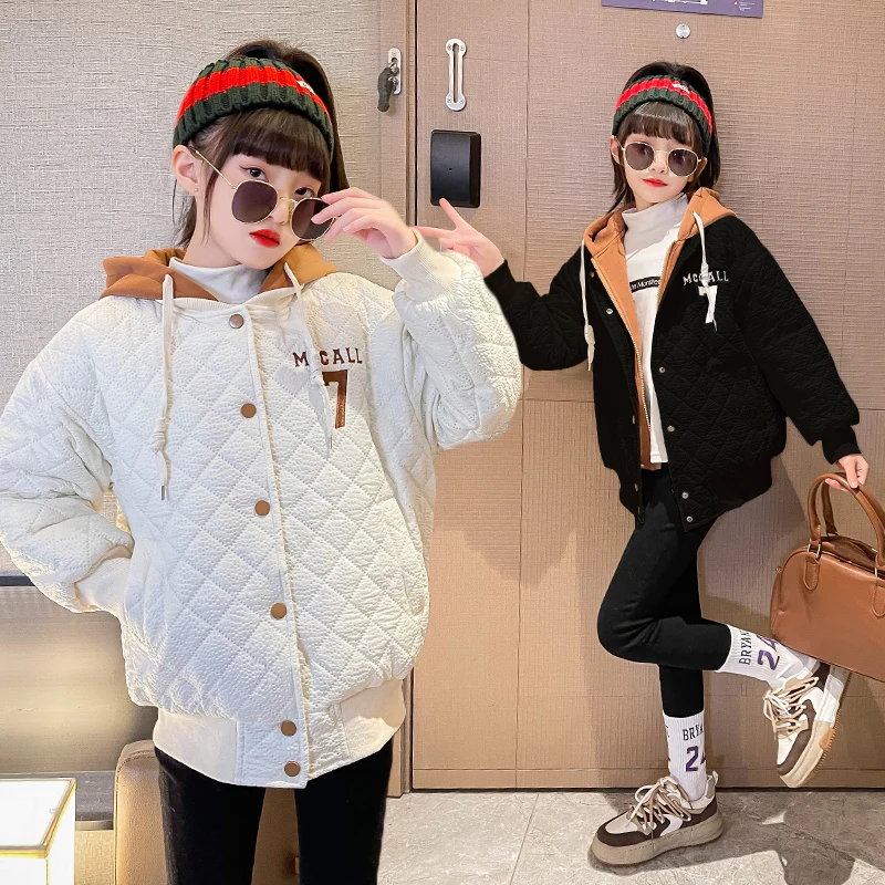 

Autumn winter thickening children's coats 2022 new hooded luxury designs long sleeves girls' thermal jackets spring boys' coats