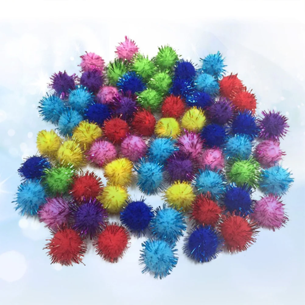 

200Pcs Glitter Tinsel Pom Pom Balls 30Mm Sparkle Craft Supplies for DIY Jewelry Holiday Decoration Tinsel Balls