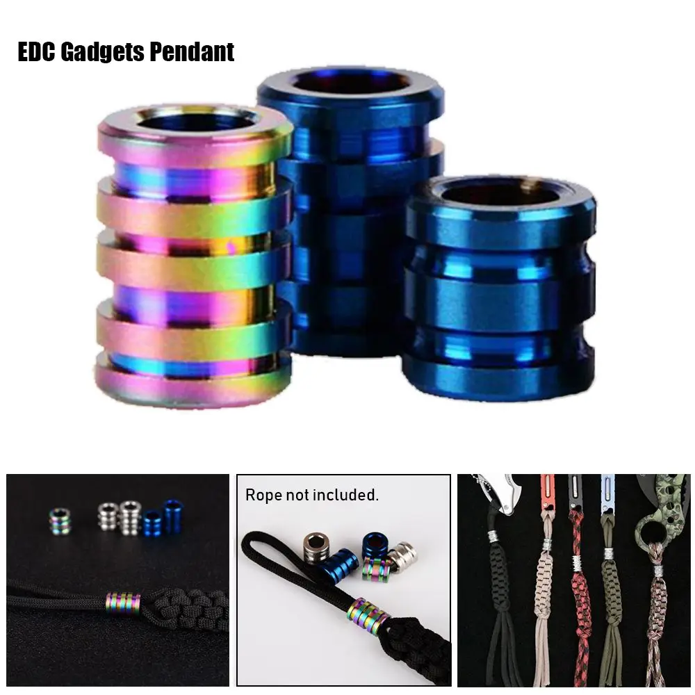 Cylindrical Titanium Alloy/Stainless Steel Multi Tools Paracord Rope Pendant Ropes Lanyard TC4 Knife Beads Camping EDC Gadgets