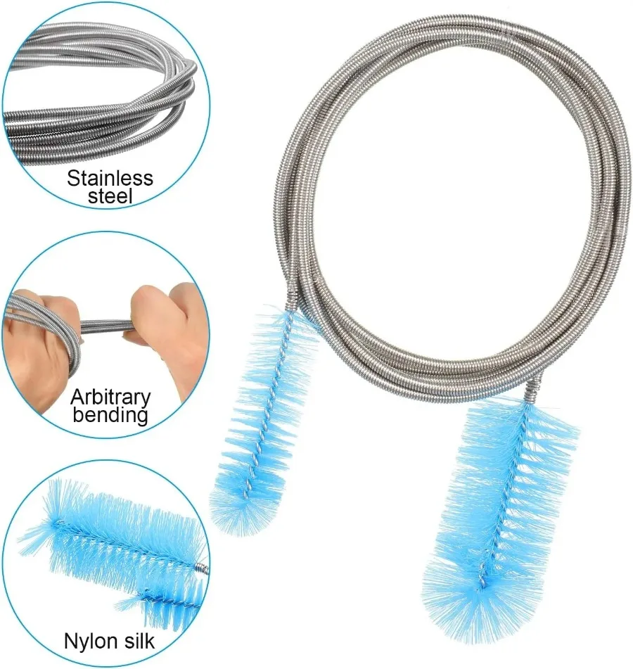 90/155/200cm Pipe Cleaning Brush Air Tube Flexible Double Ended Hose Aquarium Accessories Cleaner Water Filter Nylon