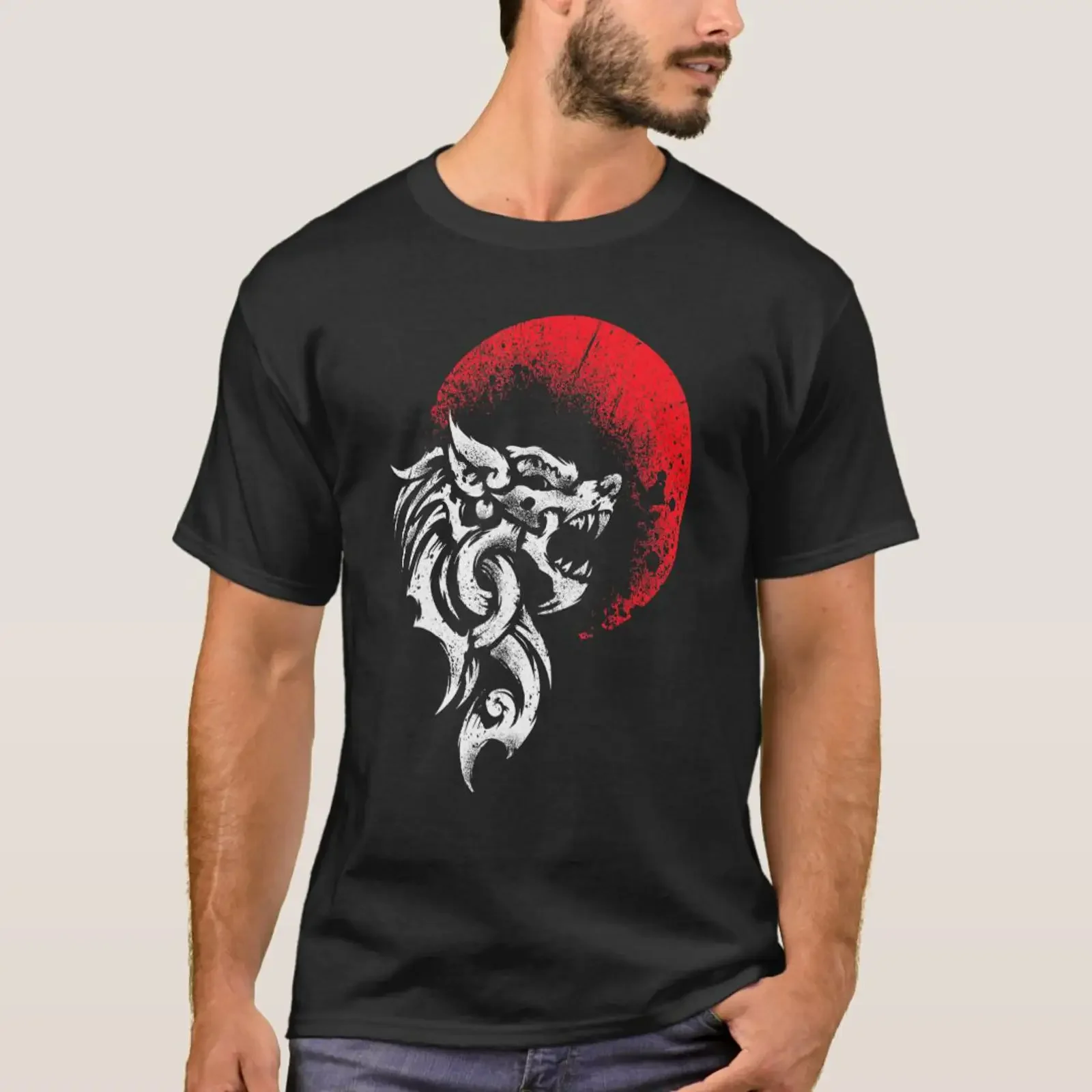 Viking Fenrir Monstrous Wolf Norse Mythology Rag T Shirt vintage Washed Casual Comfortable Top For Everyday Wear Stretched