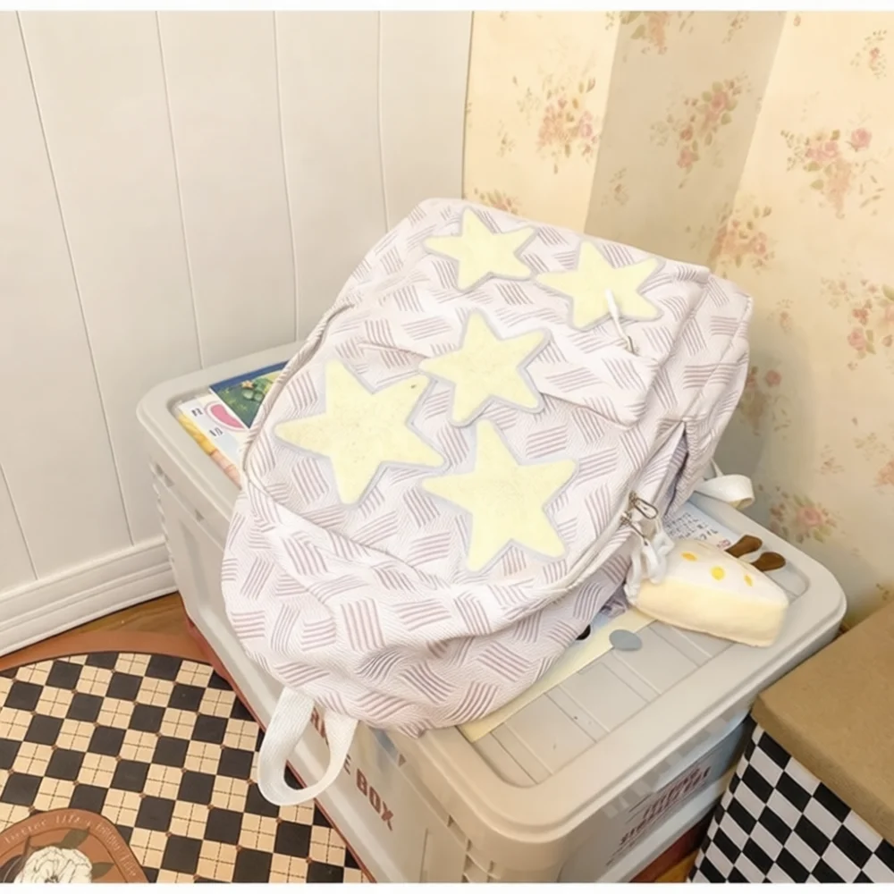 Aesthetic Star Print Backpack Girls School Bag Large Capacity Laptop Rucksack Trendy Casual Daily Travel Bag