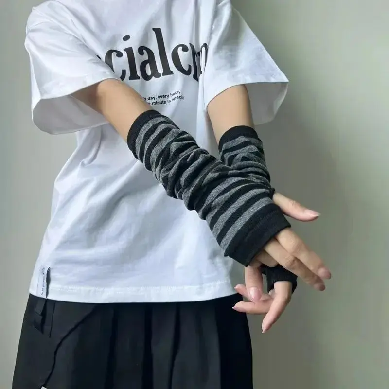 Black Y2K Personalized Punk Style Women's Fingerless Gloves Luo Hip Hop Style Stage Performance Street Dance Sleeves