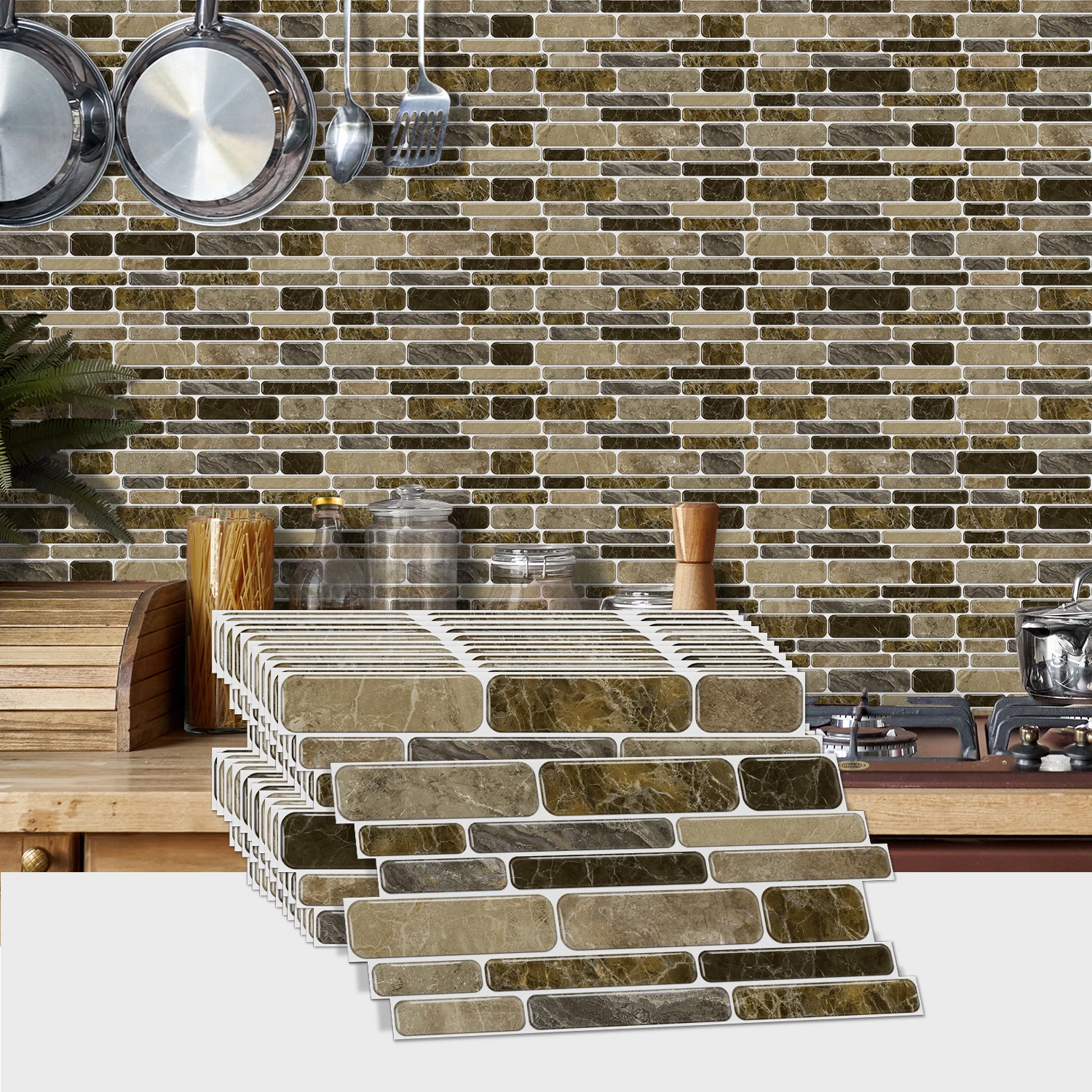

(6/12/24/48 PCS)Self-Adhesive Marble Mosaic Wall Stickers, Easy to Cut & Install, HD Pattern, Waterproof, DIY Home Decor