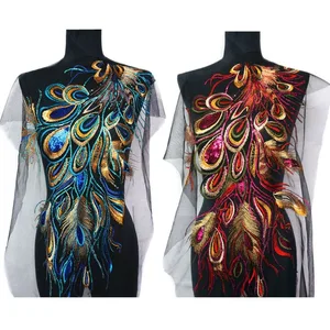 Rotblau Siejoulas Stickerei Phoenix Peacock Pena Schwarzes Mesh Hochzeitskleid Applikationen Spitze Garrison Nähflecken DIY DIY 10 Hauptverkaufs Vinyl Phoenix - №10