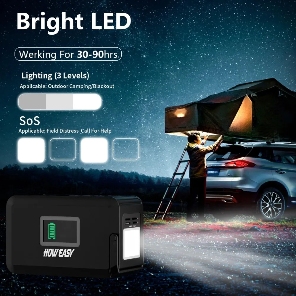 محطة طاقة خارجية مدمجة تعمل بالطاقة الشمسية، مولد محمول بقدرة 24000 مللي أمبير في الساعة مع منافذ تيار متردد مزدوجة 110 فولت ومنفذ شحن متعددة