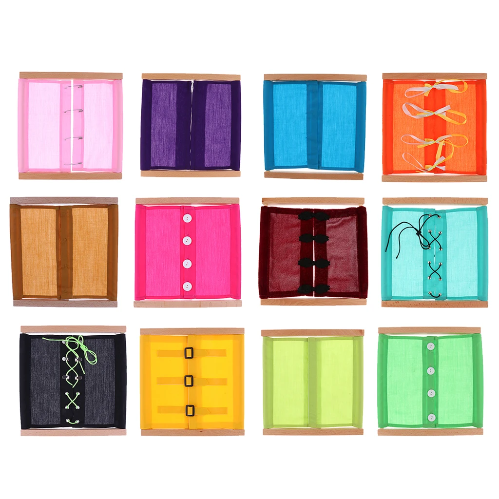 Montessori Child Toy Beechwood Dressing Frame Set for Developing Children’s Fine Motor Skills in Preschool