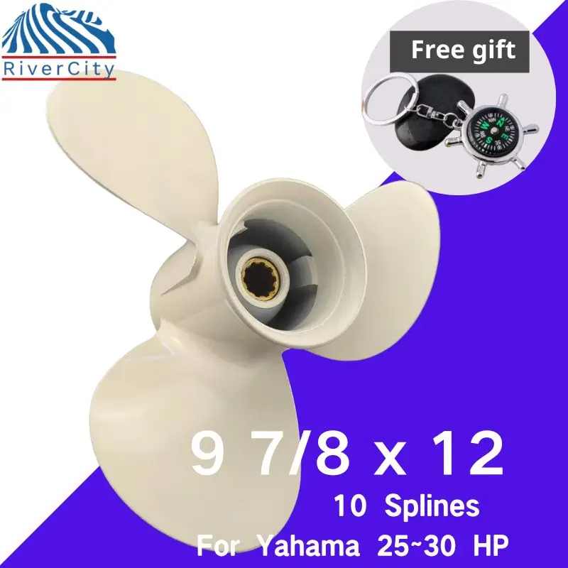 

Outboard Propeller For Yamaha 20hp 25hp 30hp F25 9 7/8 *12 Boat Aluminum Alloy Screw 3 Blade 10 Spline Marine Engine