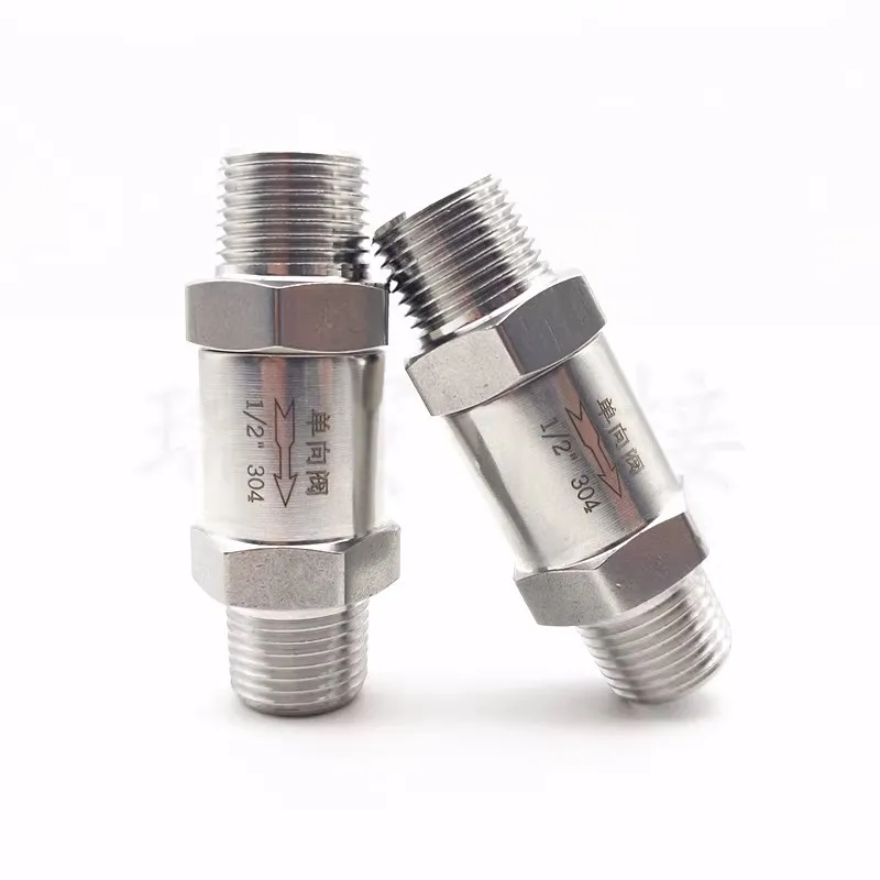 

1/8" 1/4" 1/2" BSP Male To Male One Way Check Valve Non-return Inline 304 Stainless Steel