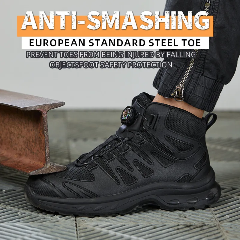 Men's Boots Work Safety Boots Men Indestructible Puncture-Proof Work Shoes Security Protection Men Safety Shoes Black Footwear view 2