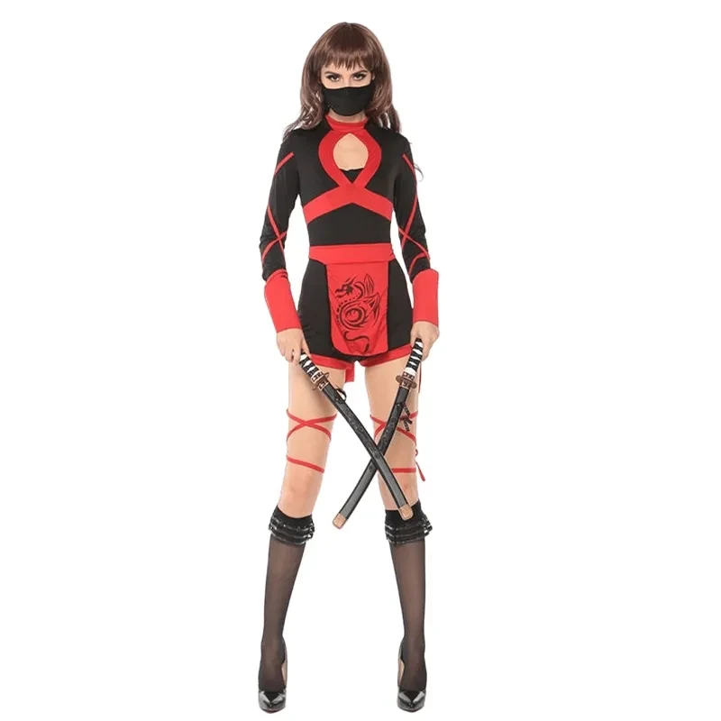 Halloween Ninja Costume Couple Costume Masquerade Party Halloween Costumes for Women Adult Men Ninja Samura Assassins Costume image 2