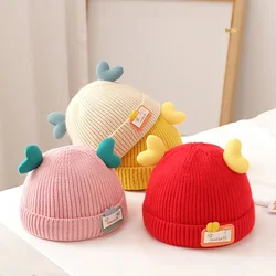 Autumn and Winter Baby Children's Hat Korean Edition Peach Heart Children's Hatt Warm Men Women Baby Knitted Hats Winter Hat