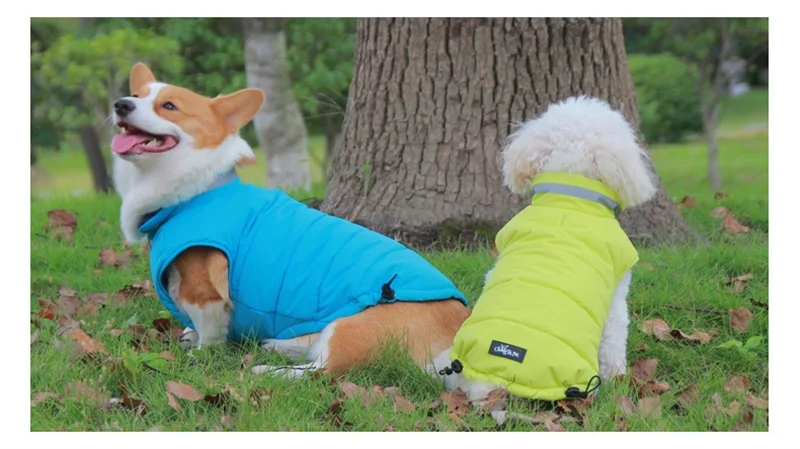 Waterproof Reflective Dog Clothes Reversible Dog Coat Jacket Winter Welsh Corgi Clothing Small Big Large Pet Costume Outfit Vest