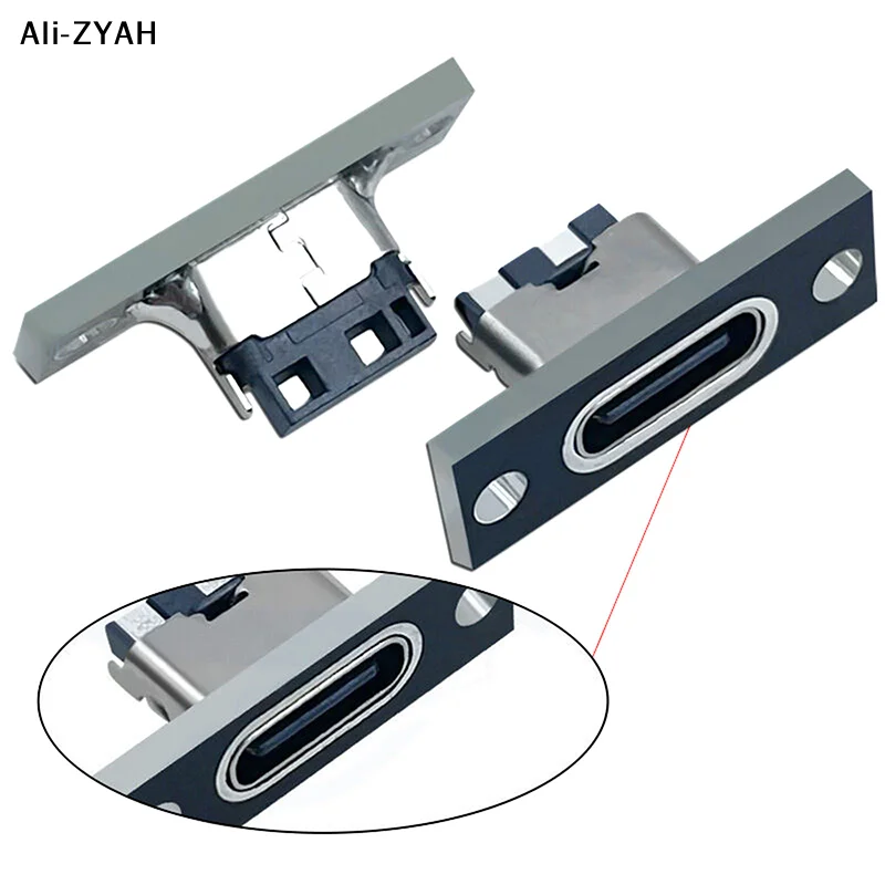 5 Stück USB 3.1 Typ-C Buchse mit Schraubbefestigungsplatte, Typ-C USB-Anschluss 3.1 Typ-C 2-Pin 4-Pin Buchse, Ladeanschluss